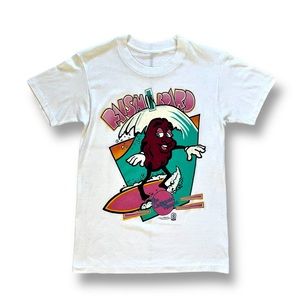 Vtg CALIFORNIA RAISINS T-Shirt RAISINS ON BOARD Surf Tee 1986 Single Stitch S
